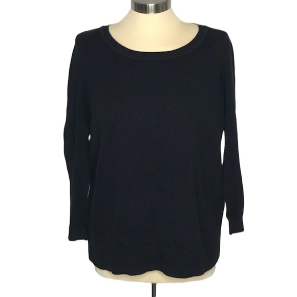 Ann Taylor Black and White Crochet Back Sweater - Picture 2 of 6